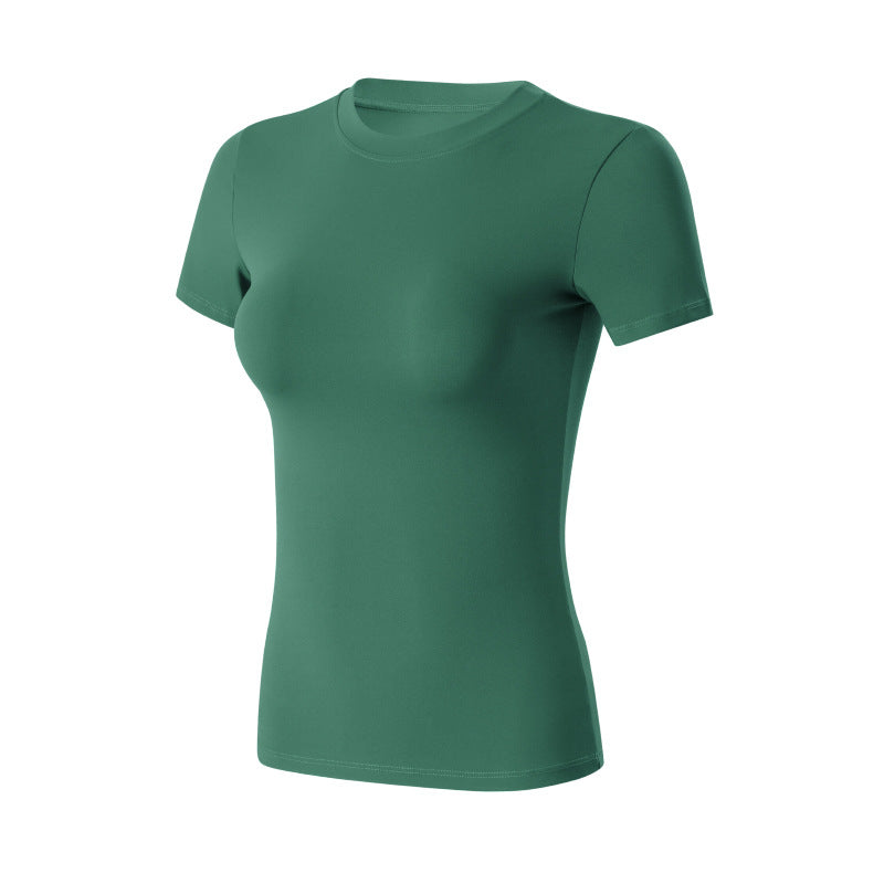 Bare-chested yoga shirt with short sleeves